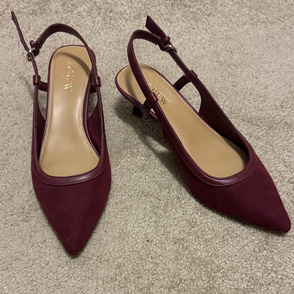 J. Crew Factory Wine Slingback Heels